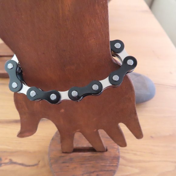 Hand Crafted Other - Black Bike Chain Bracelet Handmade Stainless Steel